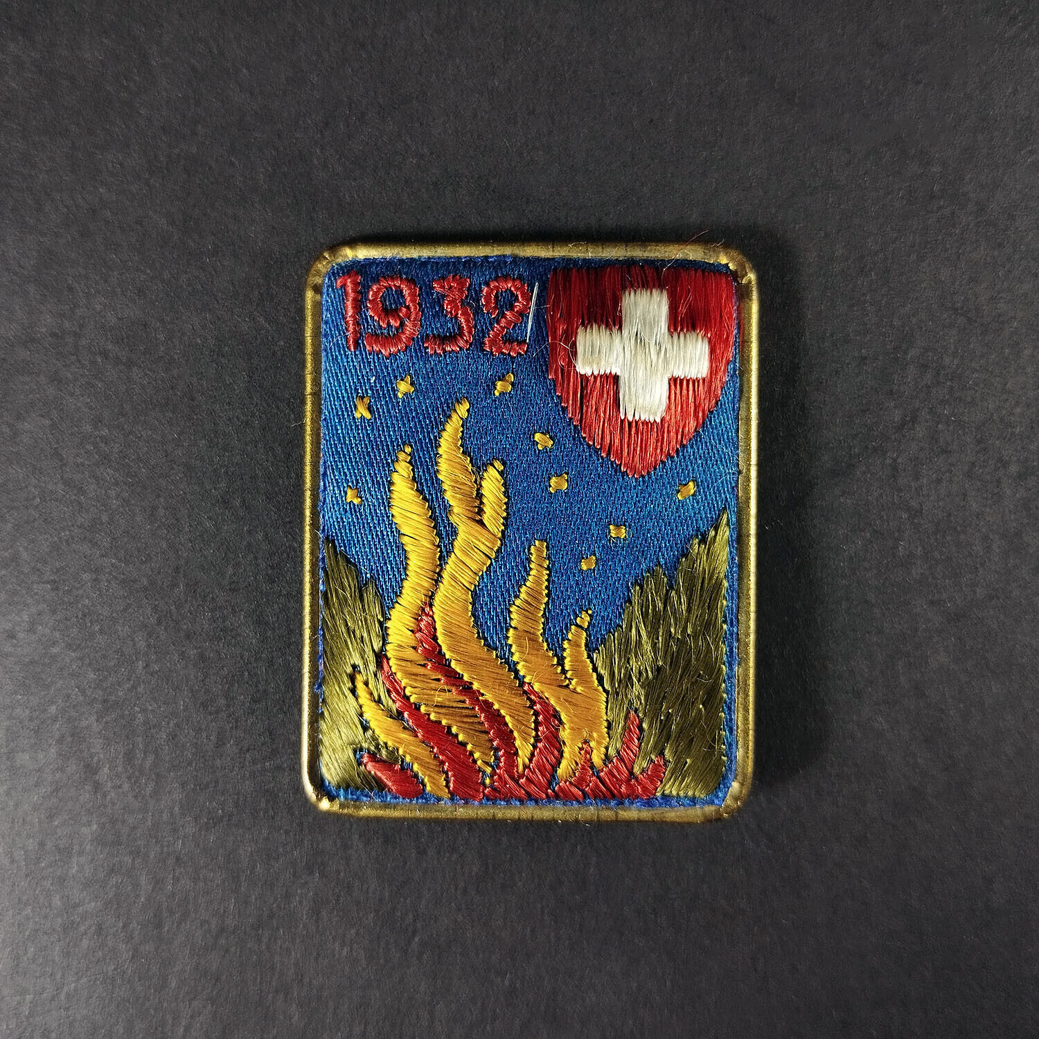 Swiss National Day, August 1st  1932. Vintage Swissbadge Hand Embroidery