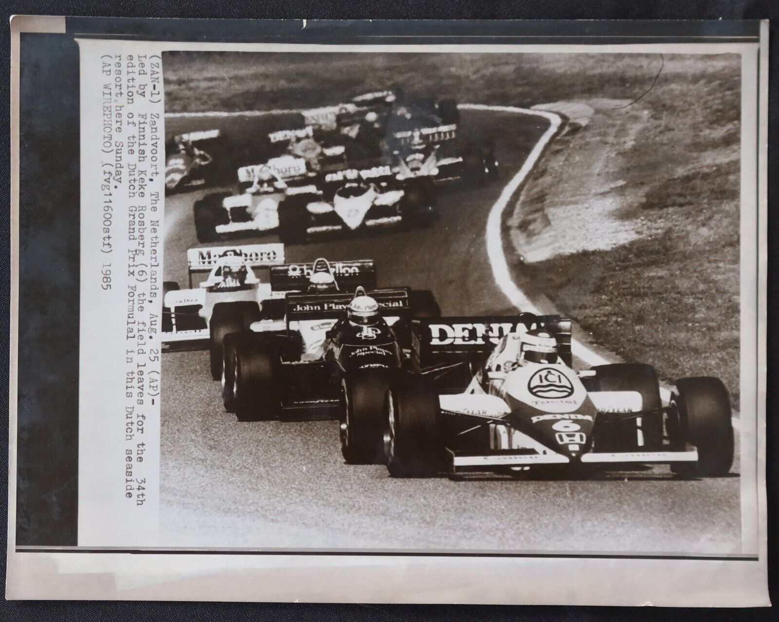 1985 Kekeke ROSBERG Grand Prix Zandvoort Formula 1 Press Photo