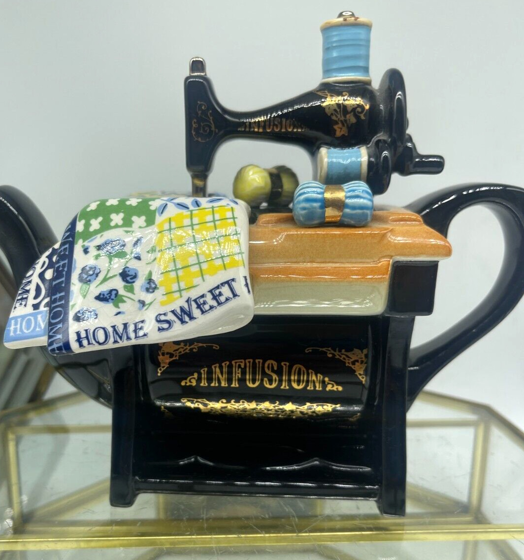 VTG. Paul Cardew, Infusion, Black Sewing Machine Teapot, made in England