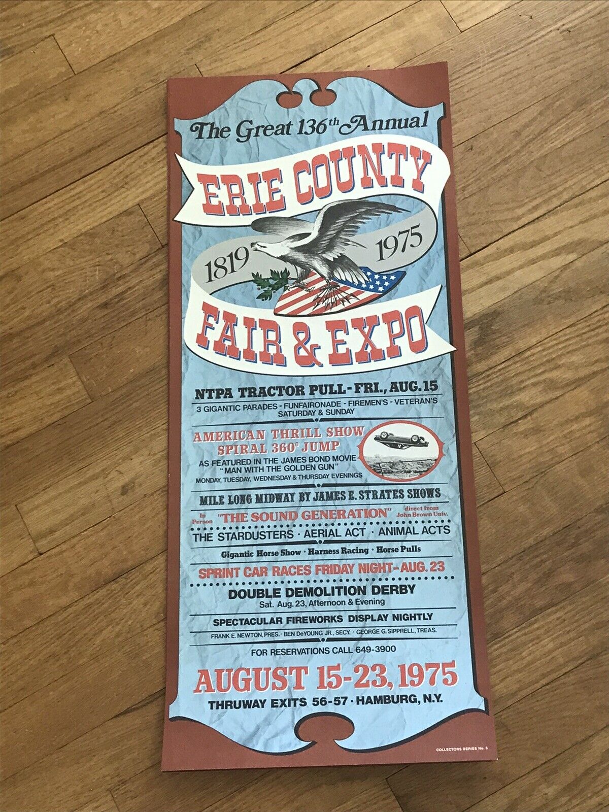 Vintage 1975 ERIE COUNTY FAIR POSTER HAMBURG NY 70s American thrill show jump