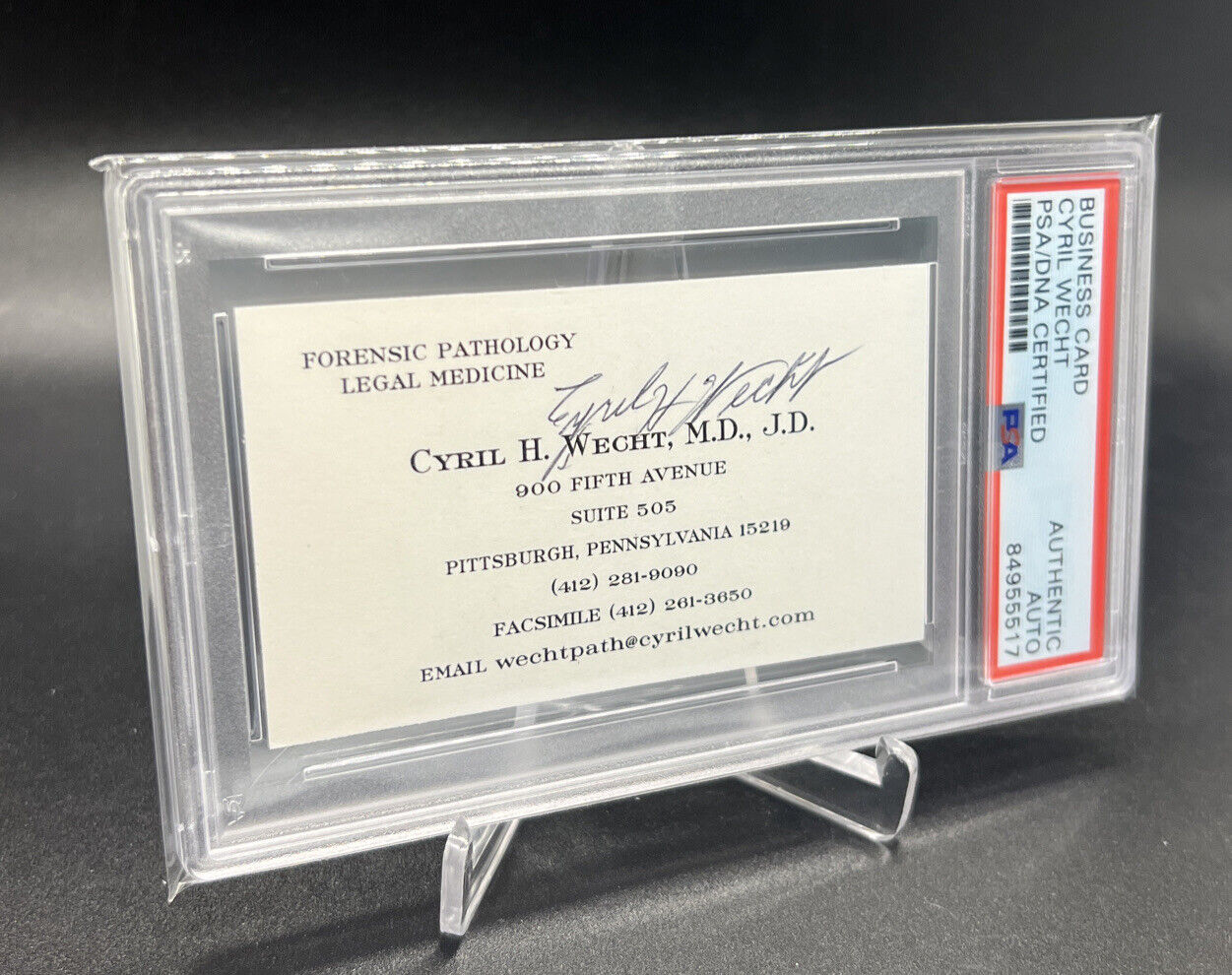 Cyril Wecht Autograph PSA/DNA Signed Business Card Famed Forensic Pathologist
