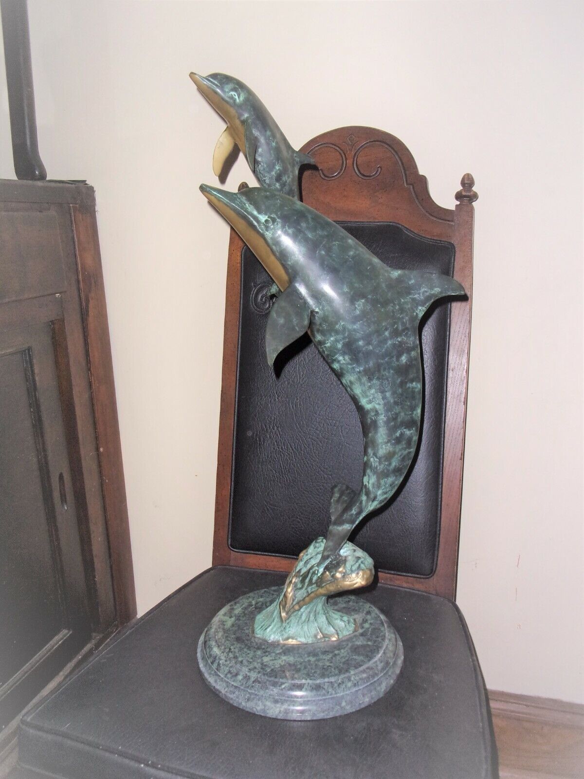 Rare Bronze Dolphin Sculpture By SPI (Water Sculpture)