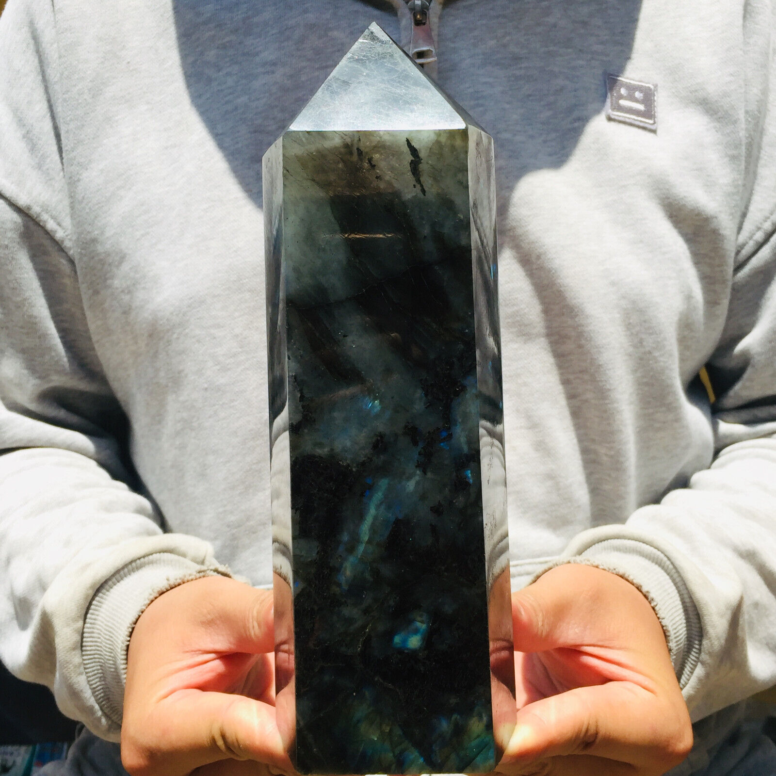 5.4lb Rare Natural Labradorite Blue Crystal Wand Point Specimen Healing