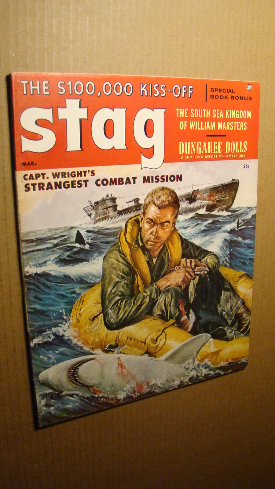 MEN'S ADVENTURE MAG - STAG *NICE COPY* 1957 PULP SEX GIRLS SHARKS