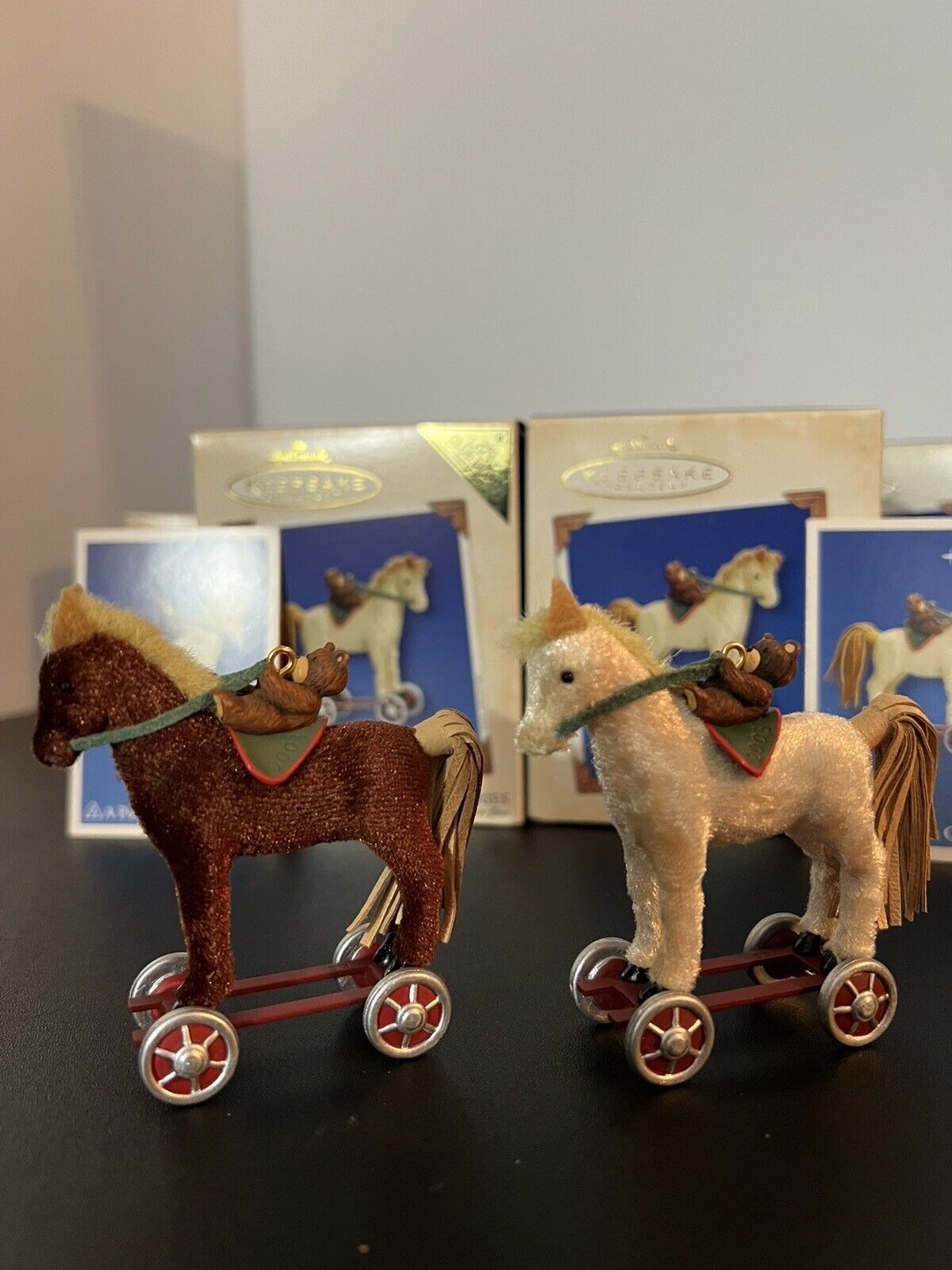 Hallmark (A PONY FOR CHRISTMAS ornaments repaint 2002, 2003, 2004, 2005 lot of 8