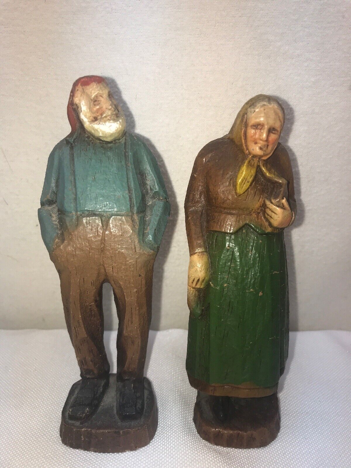 Vtg PAIR 1940-50’s? Burwood OLD MAN BABUSKA WOMAN COUPLE Figurines