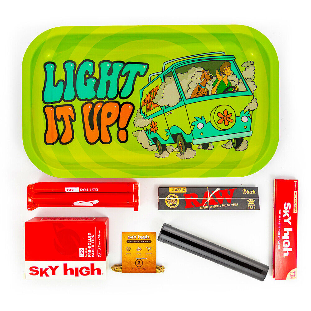 Metal Rolling Tray Scooby Combo Bundle Kit RAW, SKY HIGH Gift Pack Set #20 King