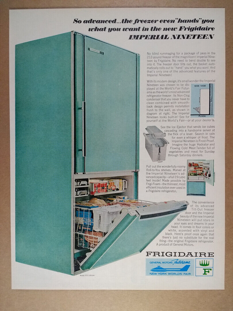 1964 Frigidaire Imperial Nineteen Refrigerator vintage print Ad