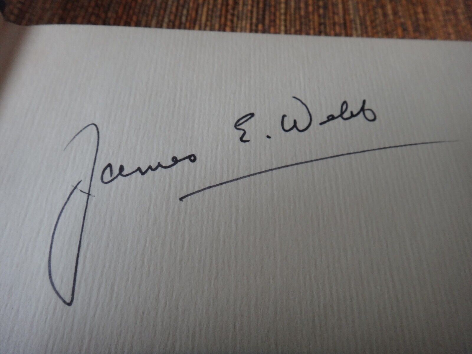 James E. Webb NASA Administrator 1961 - 1968 signature in book