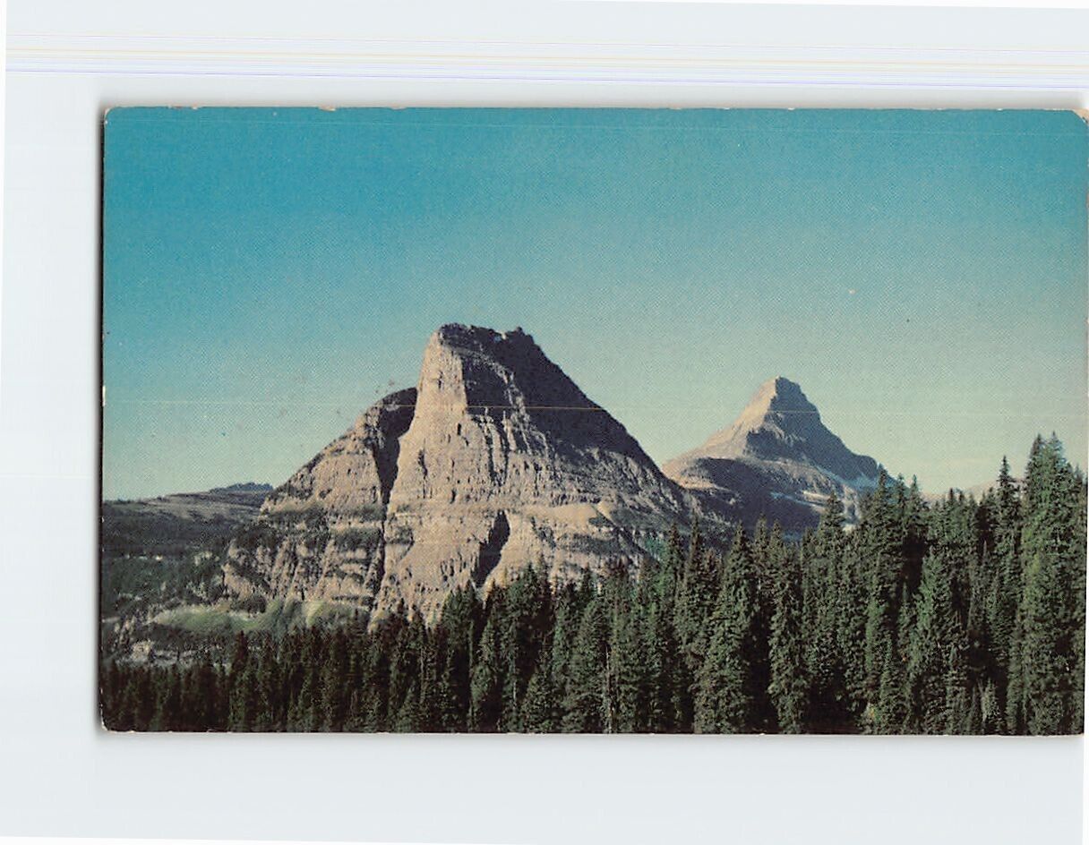 Postcard Heavy Runner Mt. And Mt. Reynolds Glacier National Park Montana USA