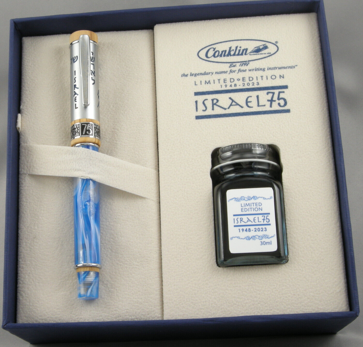 Conklin Israel 75 Limited Edition Fountain Pen Set - New - Medium Nib