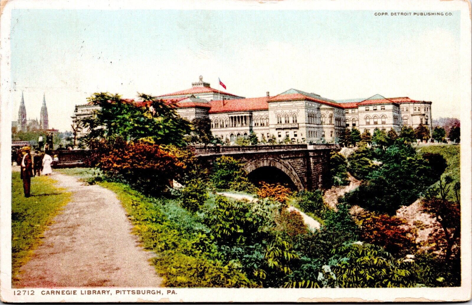 Postcard Pittsburgh Pennsylvania Carnegie Library - 1919 Postmark