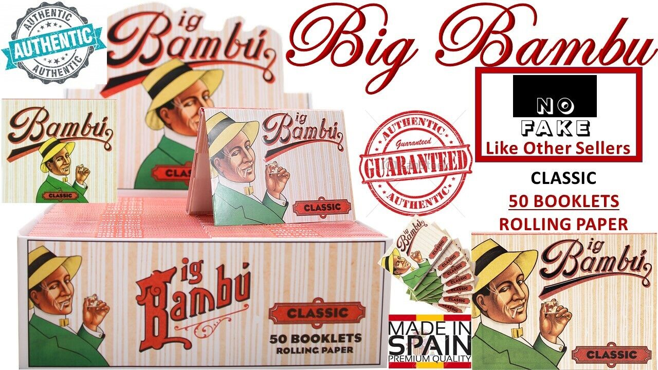 🔥100% AUTHENTIC BIG BAMBU Classic 50 Pack Book Cigarette Rolling Papers SPAIN🔥