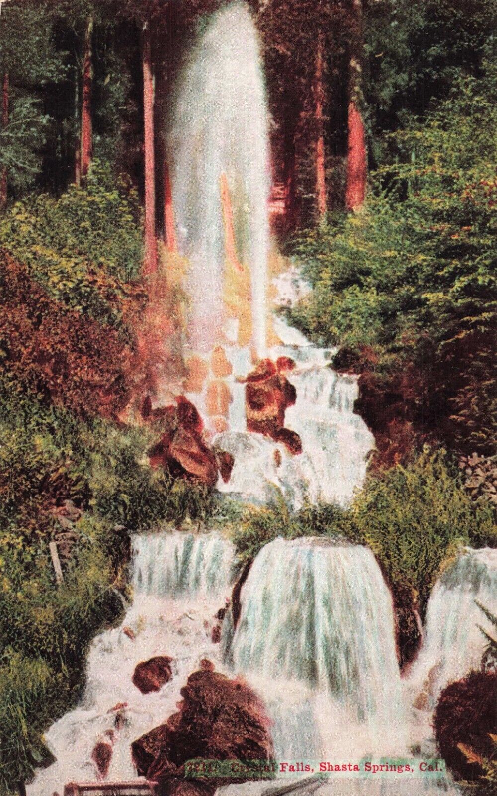 Dunsmuir CA California, Crystal Falls, Shasta Springs, Vintage Postcard