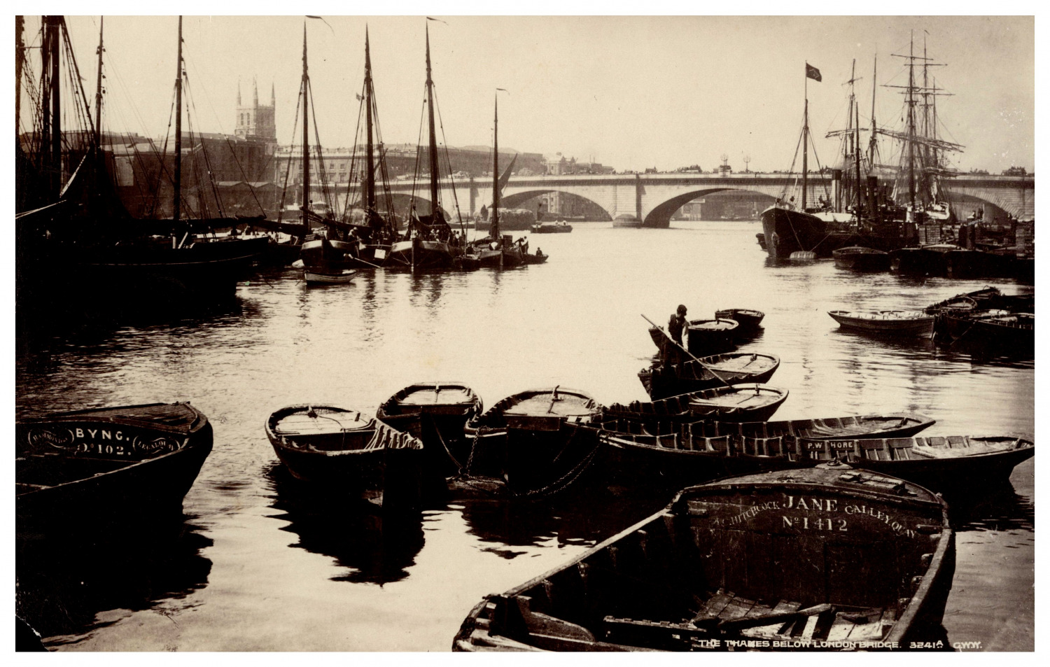 George Washington Wilson, England, The Thames below London Bridge Vintage Album