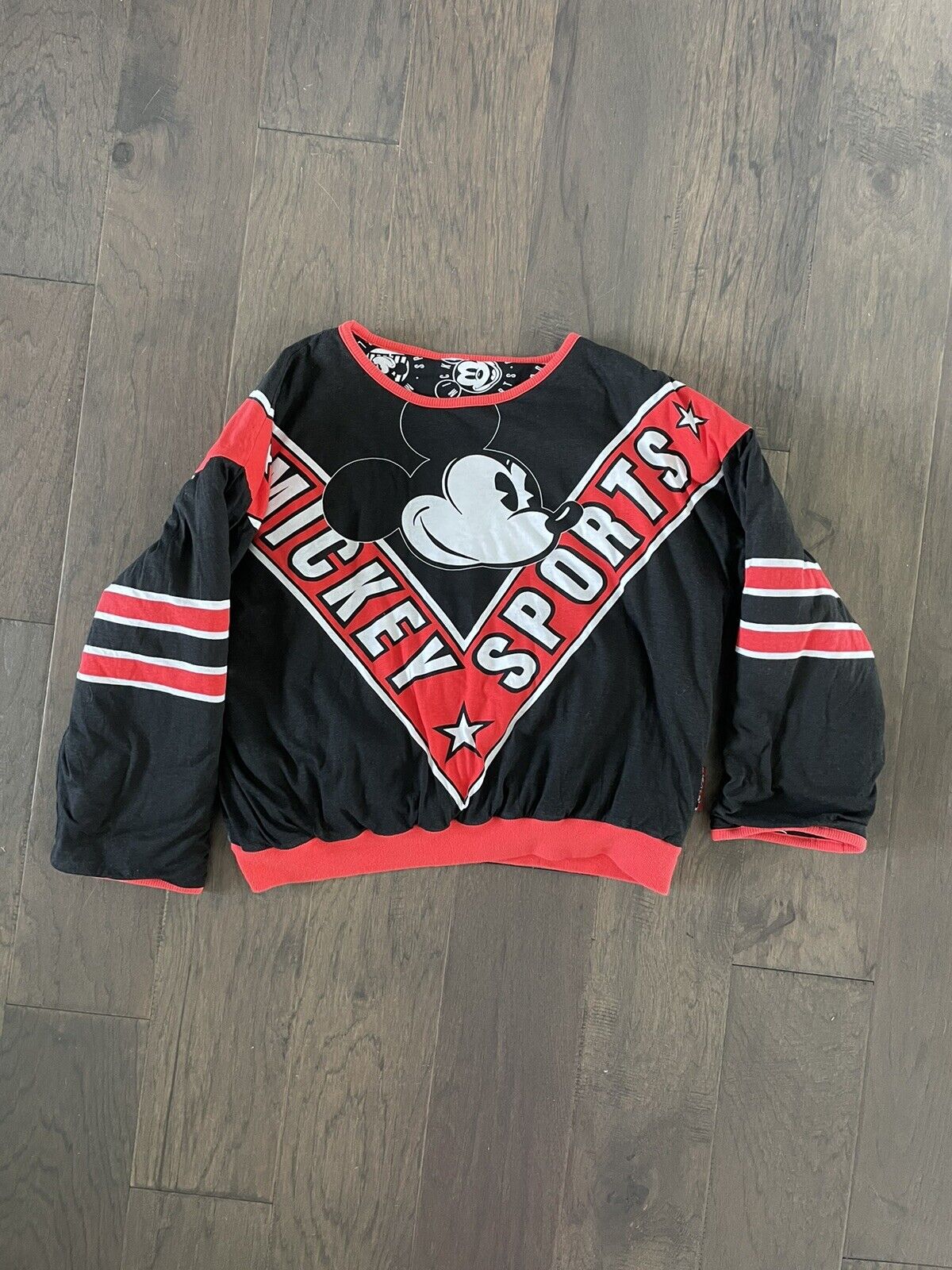 RARE Vintage Sports Disney Mickey Mouse reversible sweatshirt Too with AOP