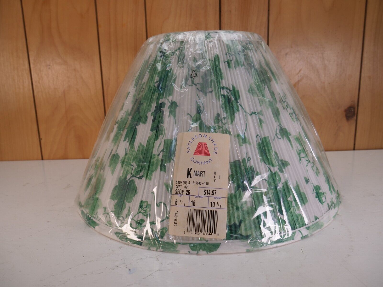 Vintage Boho Lamp Shade Green Ivy Patterson Shade Company NOS Kmart 6 1/2 16 10