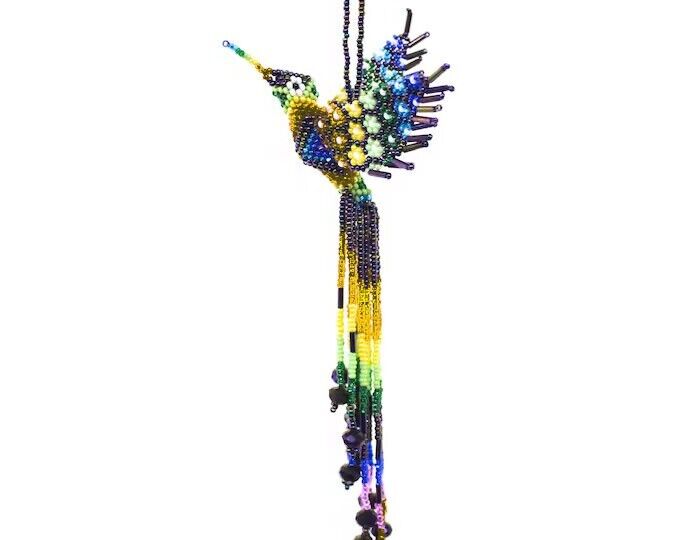 10 Hummingbirds, Beaded Hanging Figurine Ornament Czech Glass  Tail Dangles