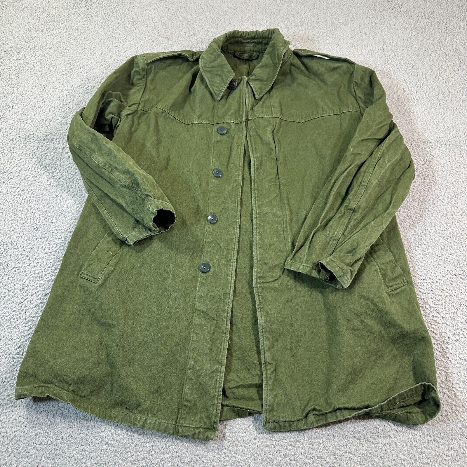 Vintage 60s 50s Olive Military Jacket coat men adult size 50E 23x32