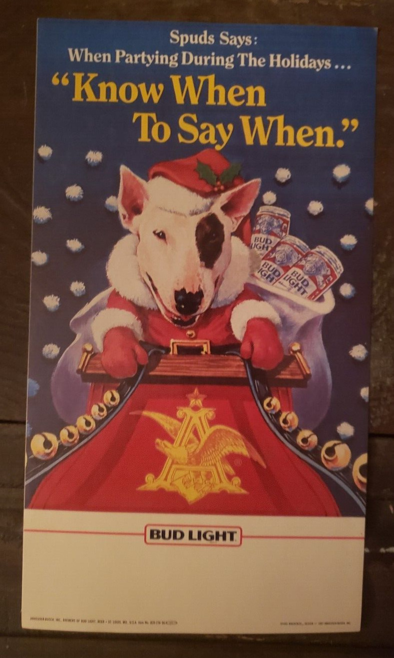 1987 Spuds MacKenzie Bud Light Know When To Say When Cooler Door Stickers