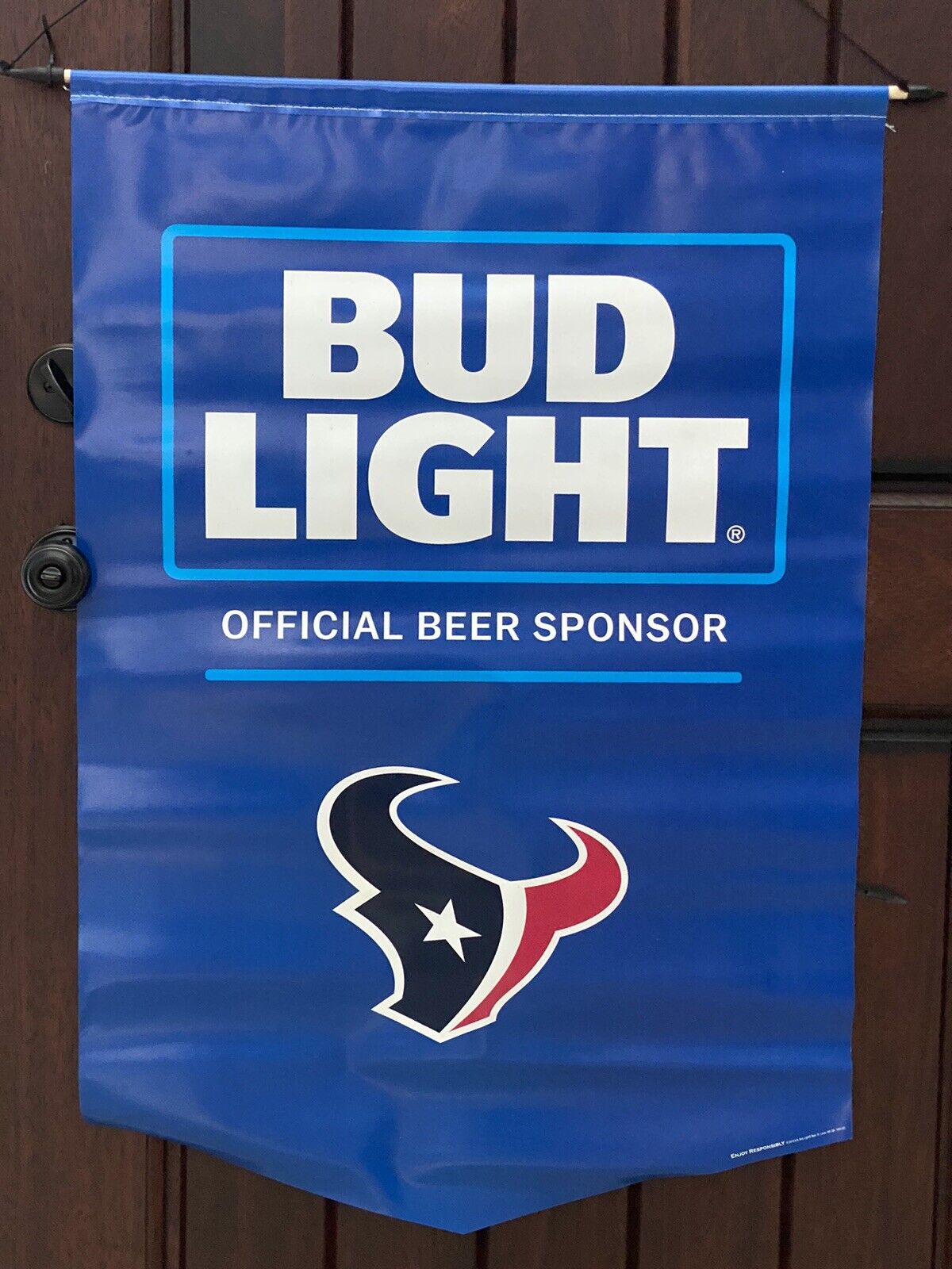 Houston Texans Bud Light Budweiser Vinyl Banner Thick Blue Double Sided 46” New