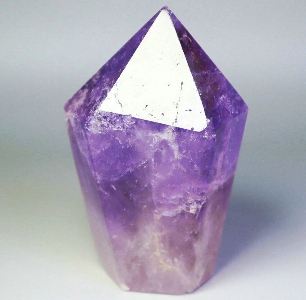 165g Natural Amethyst Quartz Crystal Obelisk Crystal Wand Point Healing Specimen