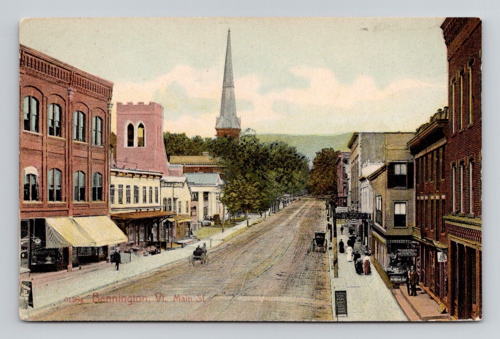 Postcard Main Street in Bennington Vermont VT, Antique O4