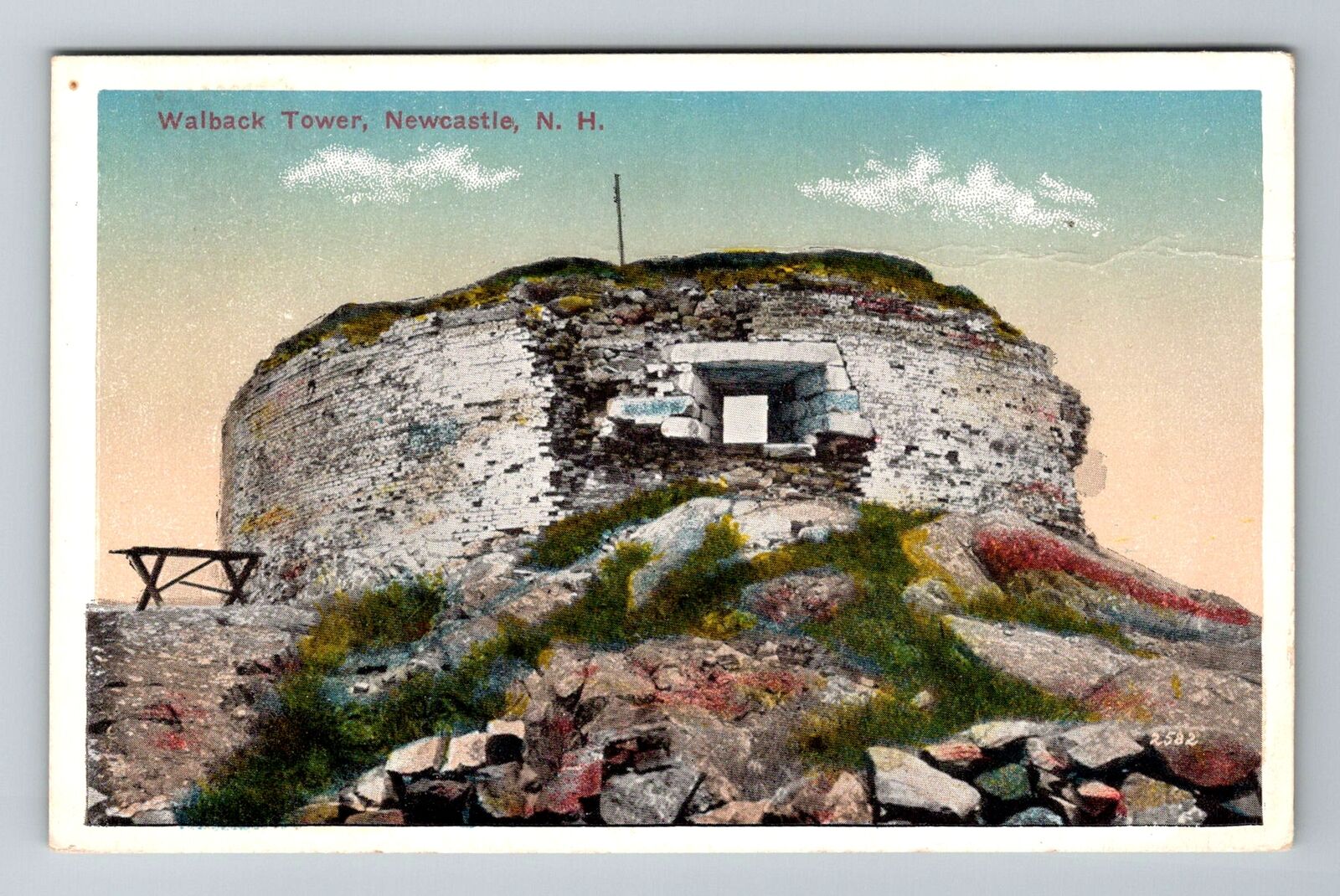 Newcastle NH-New Hampshire, Walback Tower, Antique, Vintage Souvenir Postcard