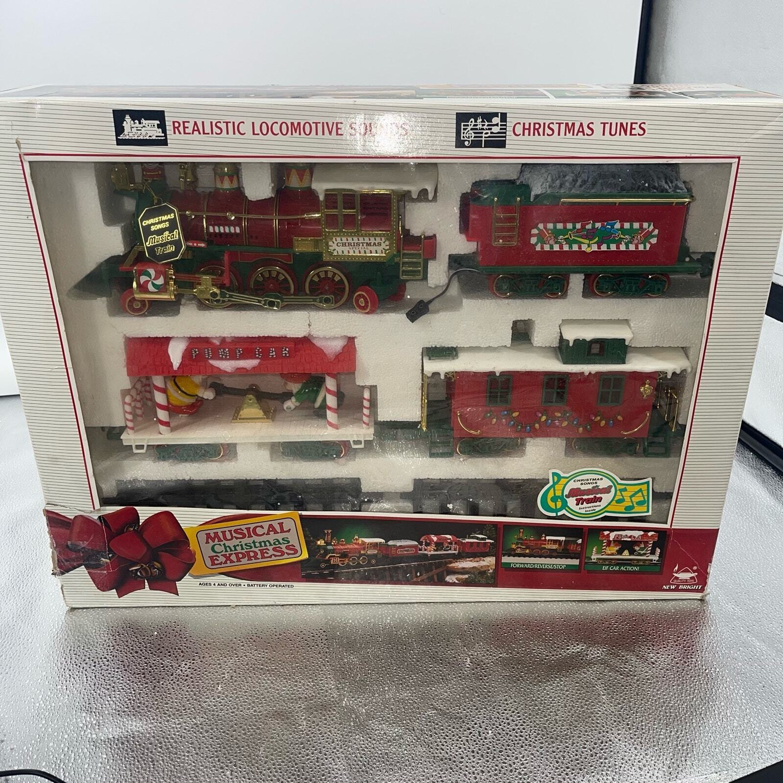 Vintage 1990's New Bright Musical Christmas Express Elf Train No 183 With Box  