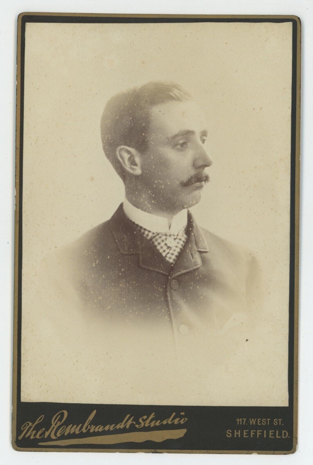 Antique Circa 1880s Cabinet Card Dapper Man Mustache Sheffield United Kingdom