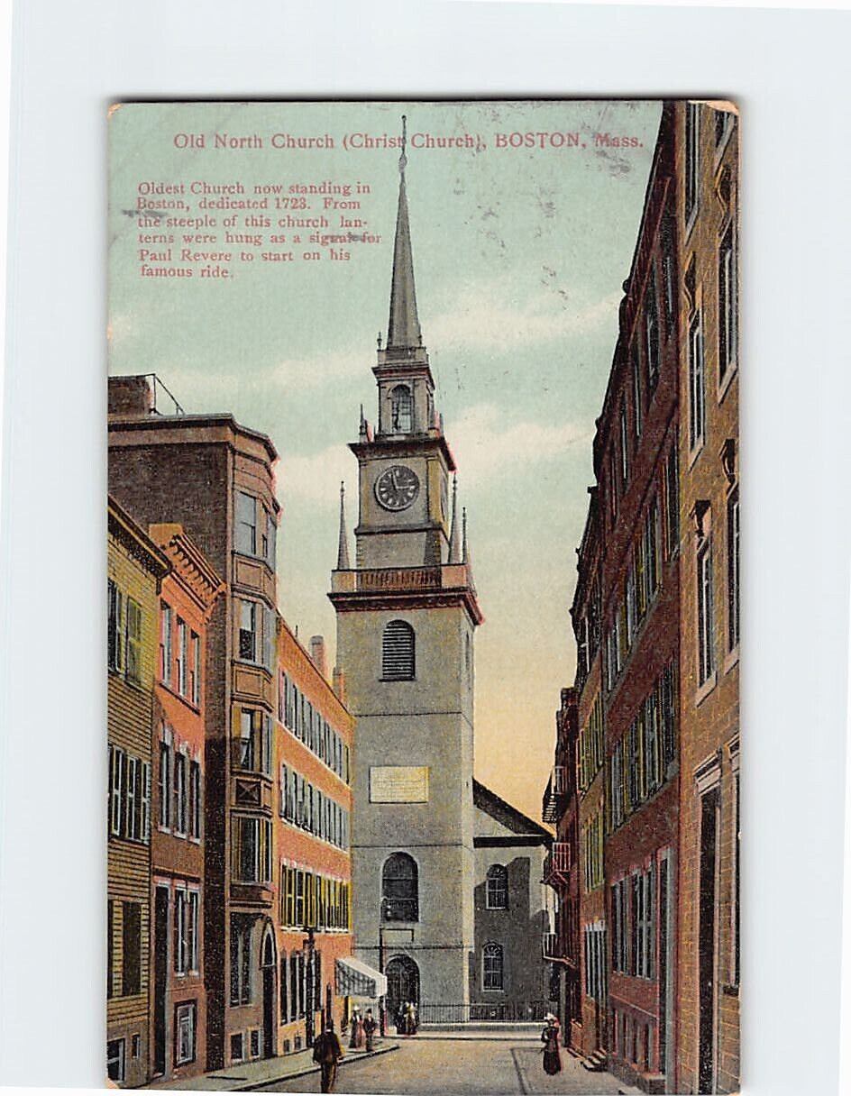 Postcard Old North Church (Christ Church) Boston Massachusetts USA