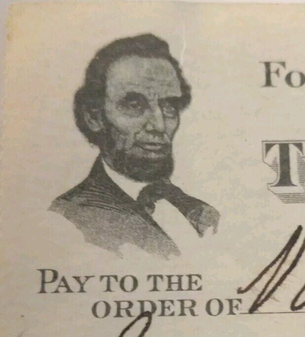 Bank Check Fort Wayne,  Indiana vignette of Abraham Lincoln 1923