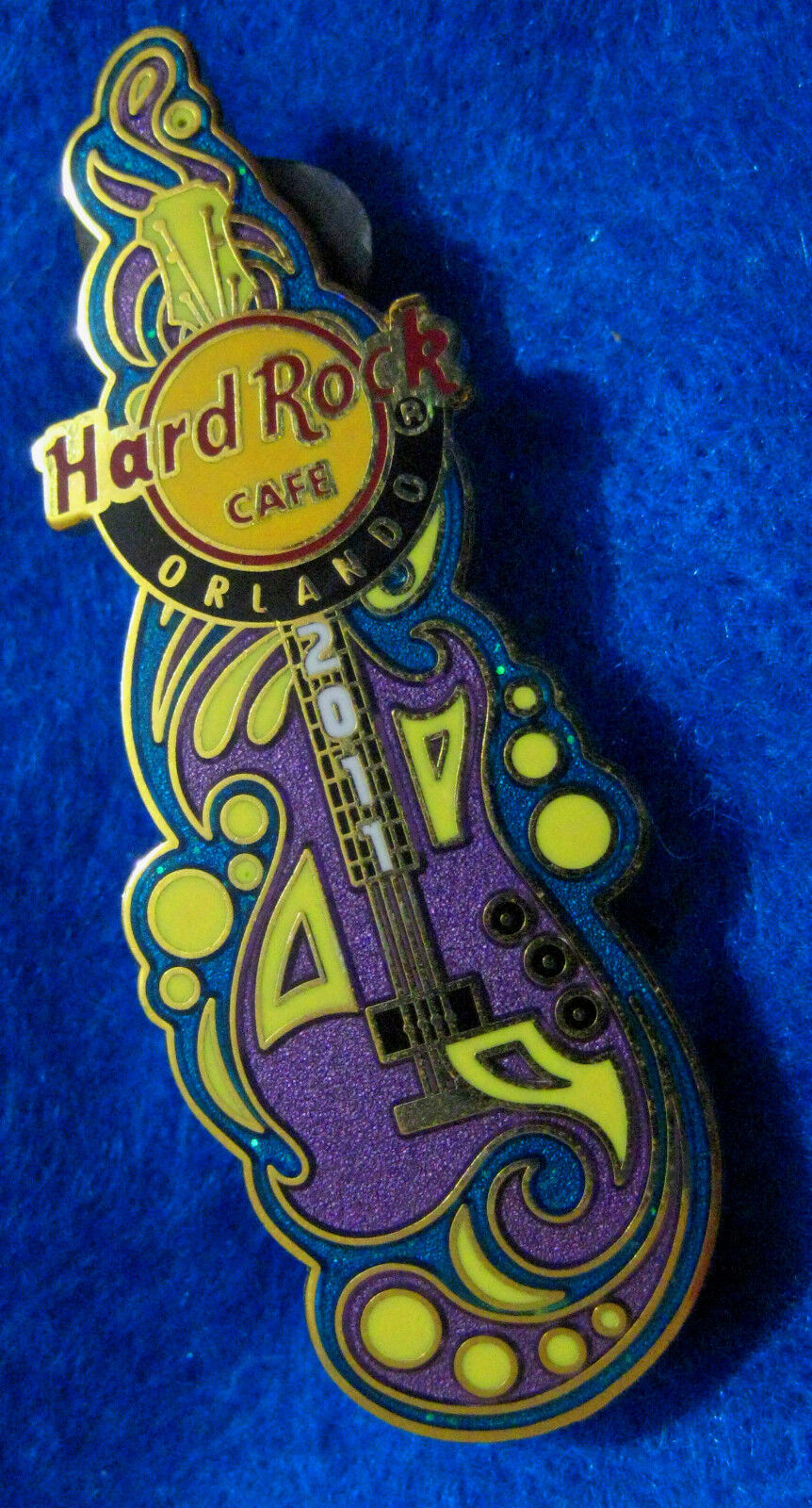 ORLANDO PSYCEDELIC PURPLE WAVE & WATER BUBBLES GUITAR Hard Rock Cafe PIN LE