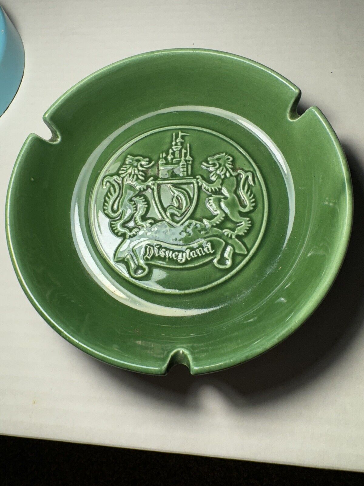 Vintage 1960’s Disneyland Ashtray - Green  Drip Glaze- Ceramic -
