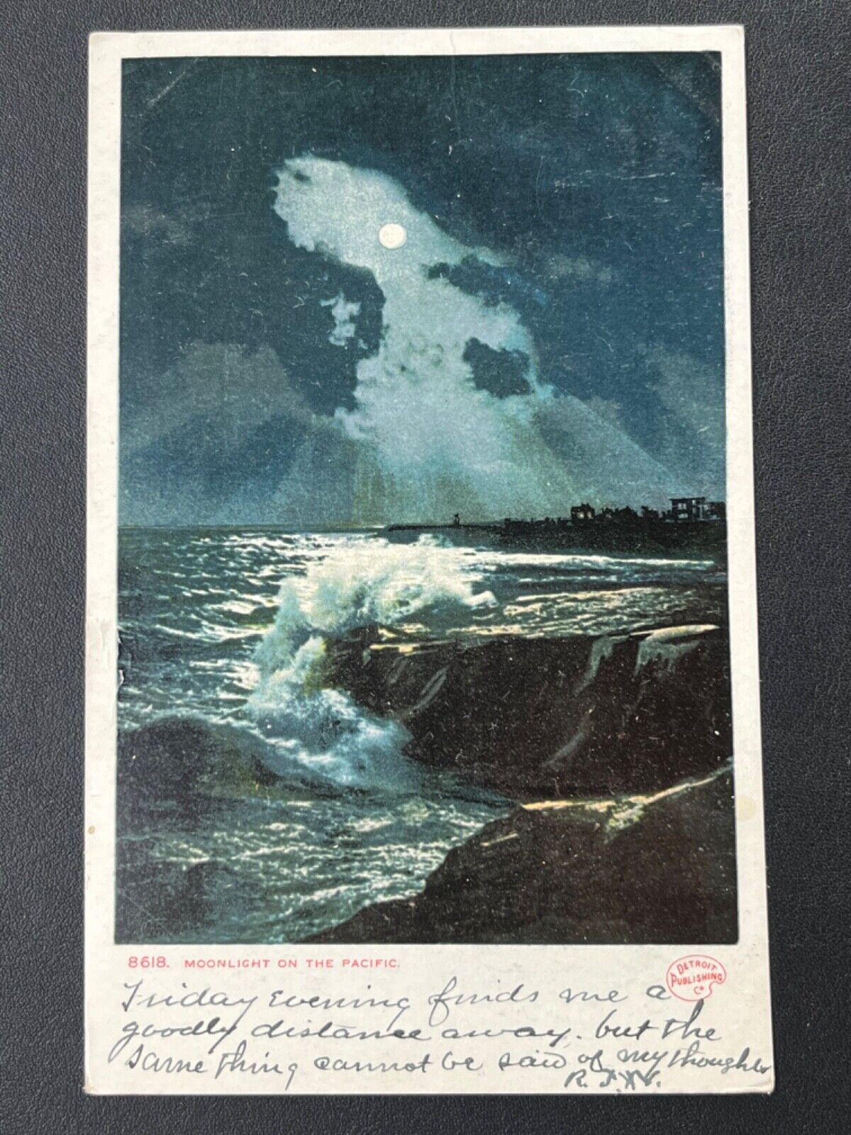 1906 MOONLIGHT ON THE PACIFIC DETROIT PUBLISHING POSTCARD