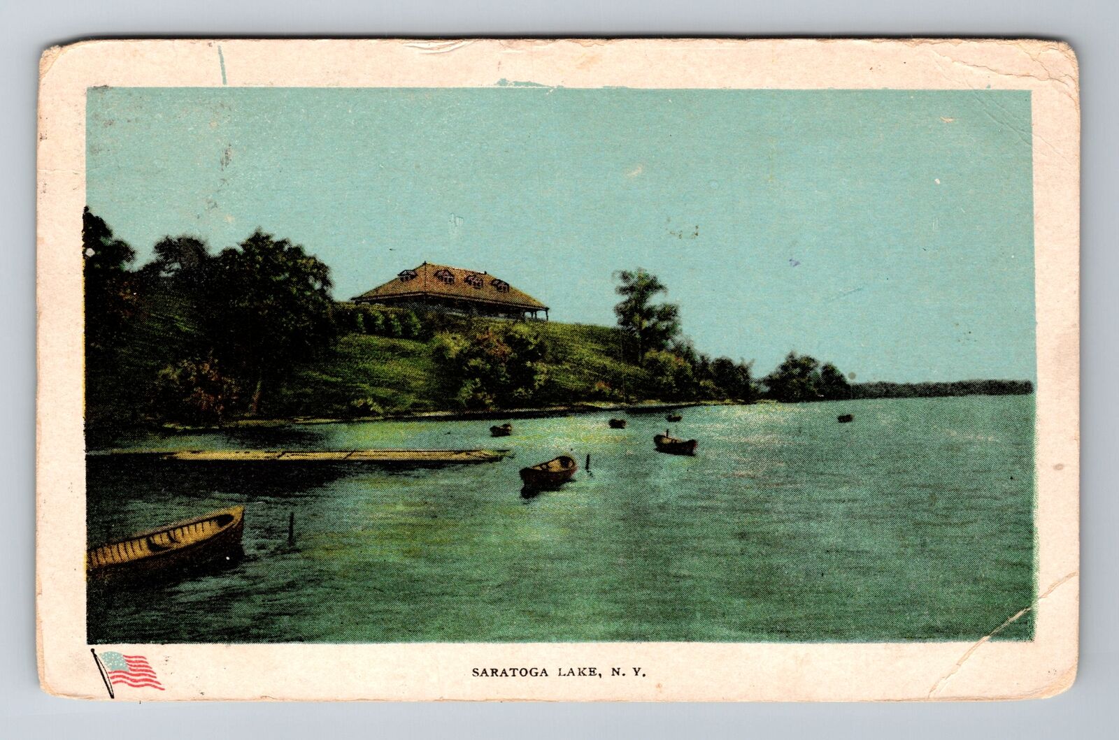Saratoga Lake NY-New York, Scenic View Of Lake Area, Vintage c1907 Postcard