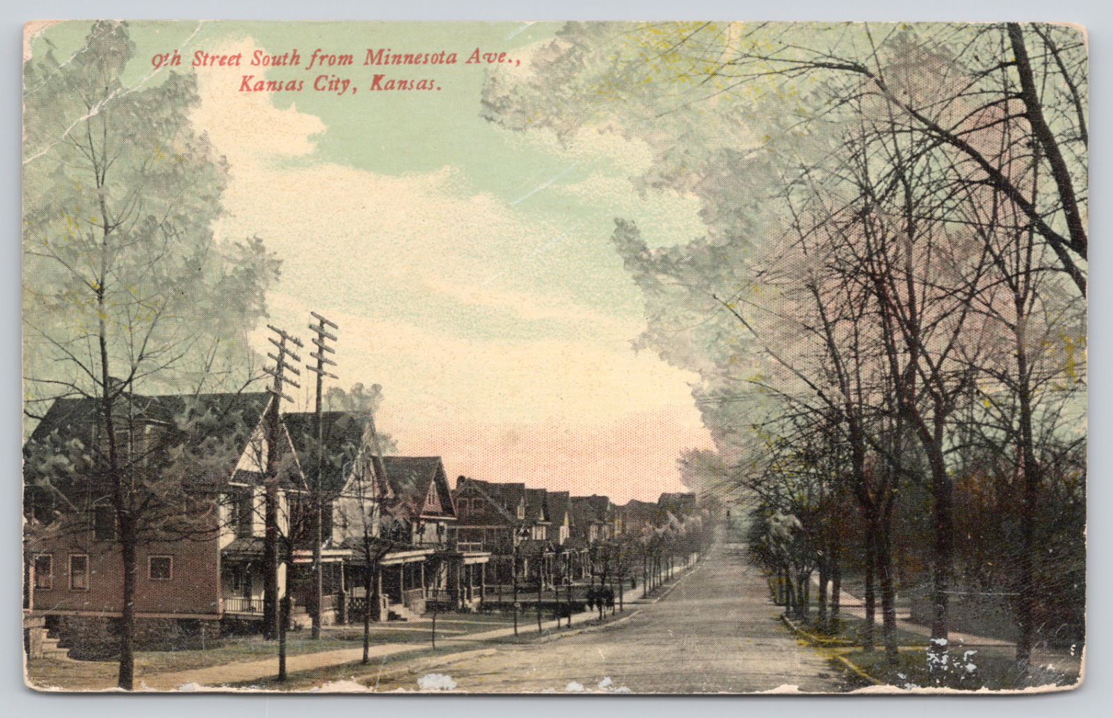 Postcard Kansas City, Kansas, 9th Street South from Minnesota Avenue A681