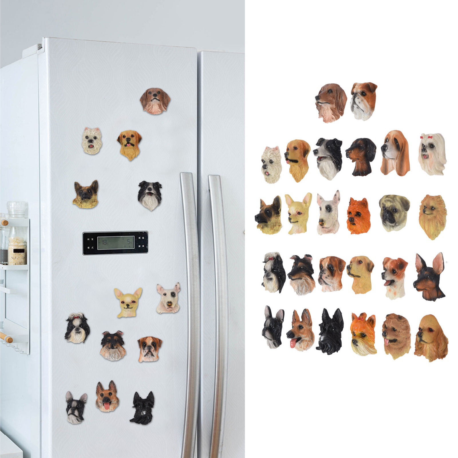 26Pcs/Set Cute Dog Head Shape Refrigerator Magnets Synthetic Resin Fridge AP