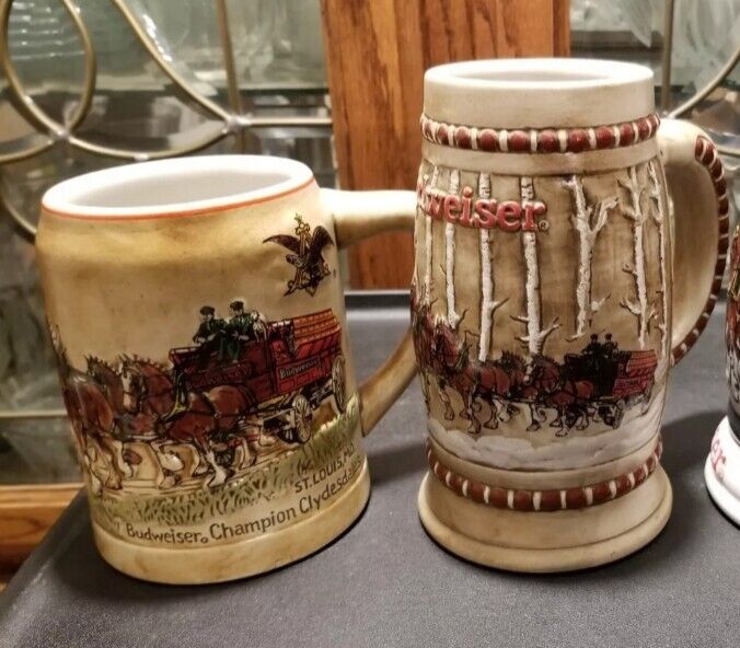 Budweiser Holiday Series Steins 1980 1981 Collectible