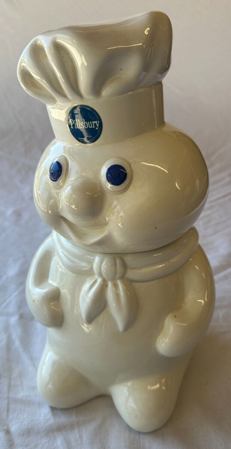 Vintage 1988 12'' Pillsbury Doughboy Cookie Jar Ceramic Collectible (503-03)