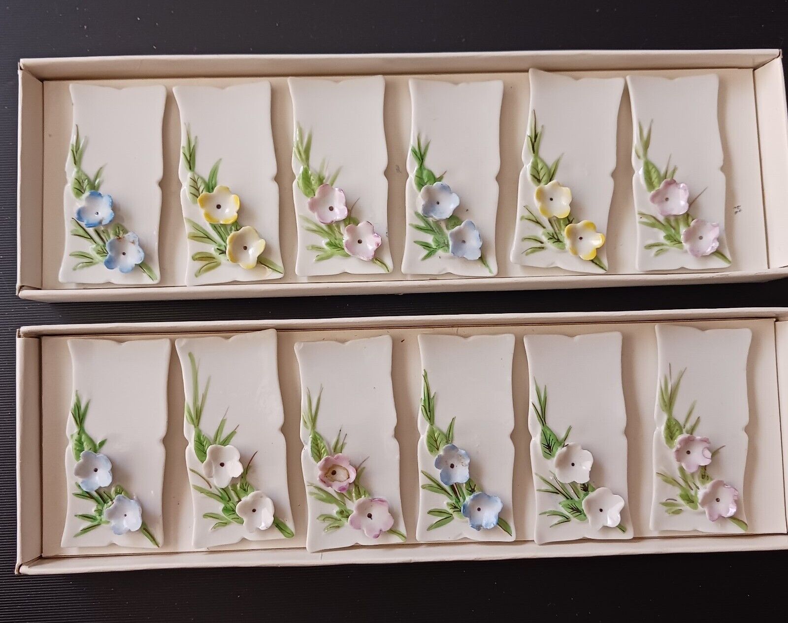 Set of 12 Vintage La Fleur  Porcelain Name Place Settings Flowers No. 204, JAPAN