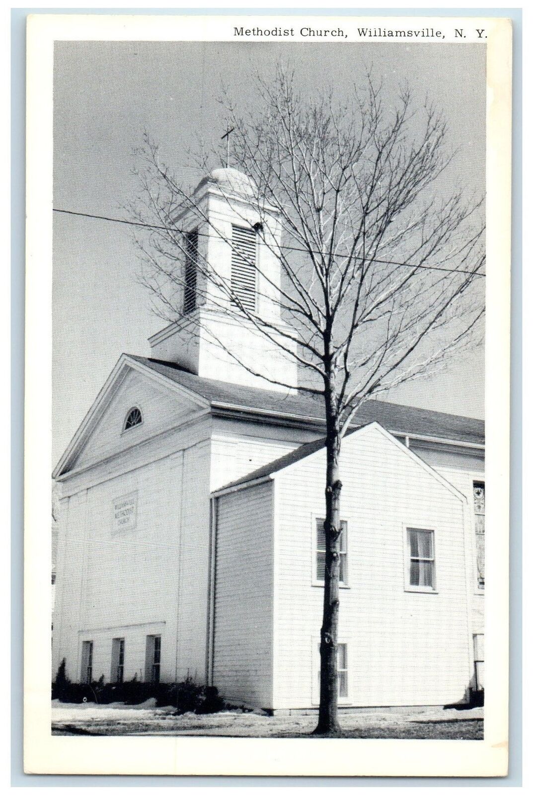 c1920\'s Methodist Church Building Tower Williamsville New York Vintage Postcard