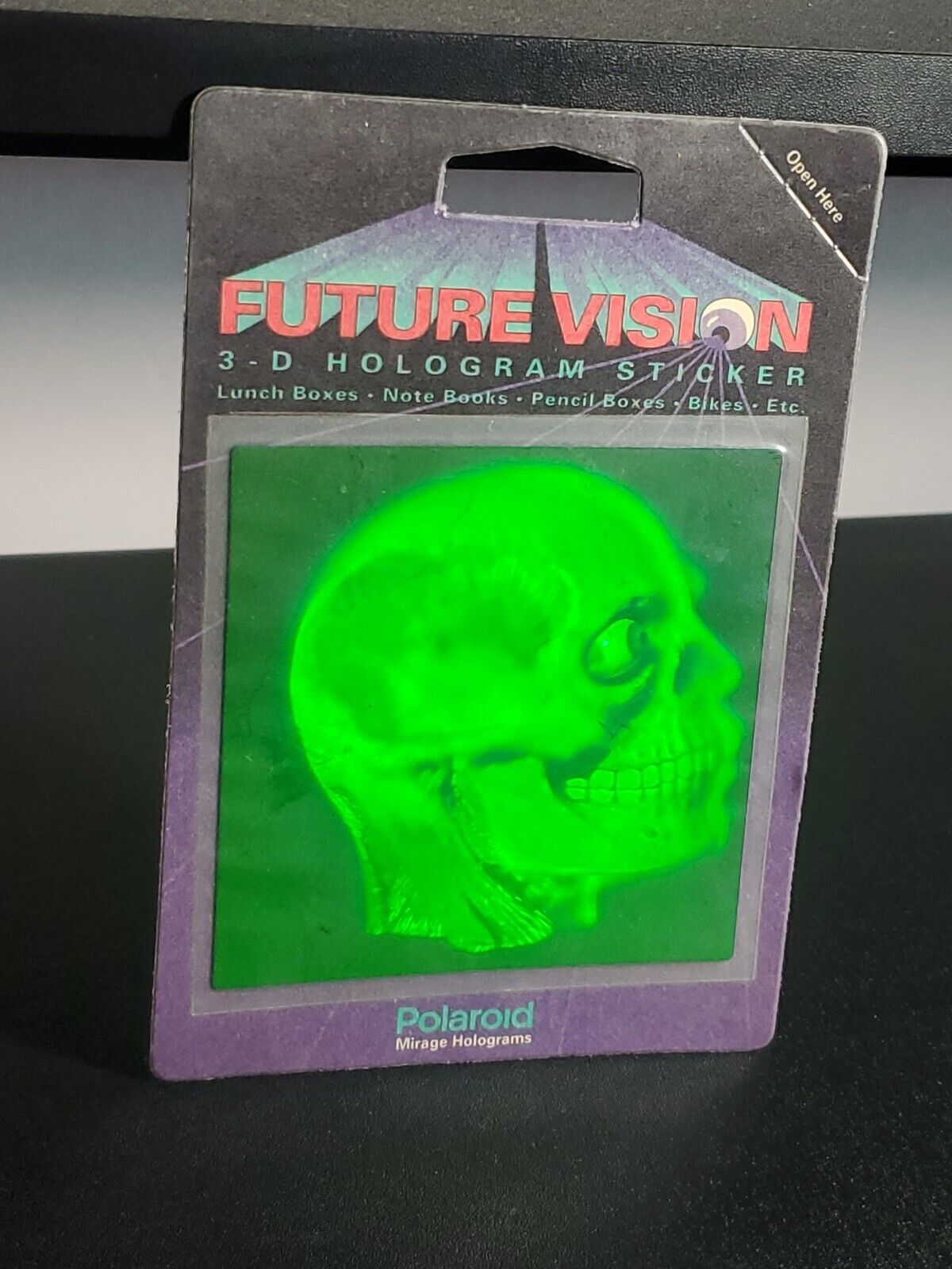 1993 Skull and Brain Polaroid Future Vision Hologram Sticker Sealed Card RARE