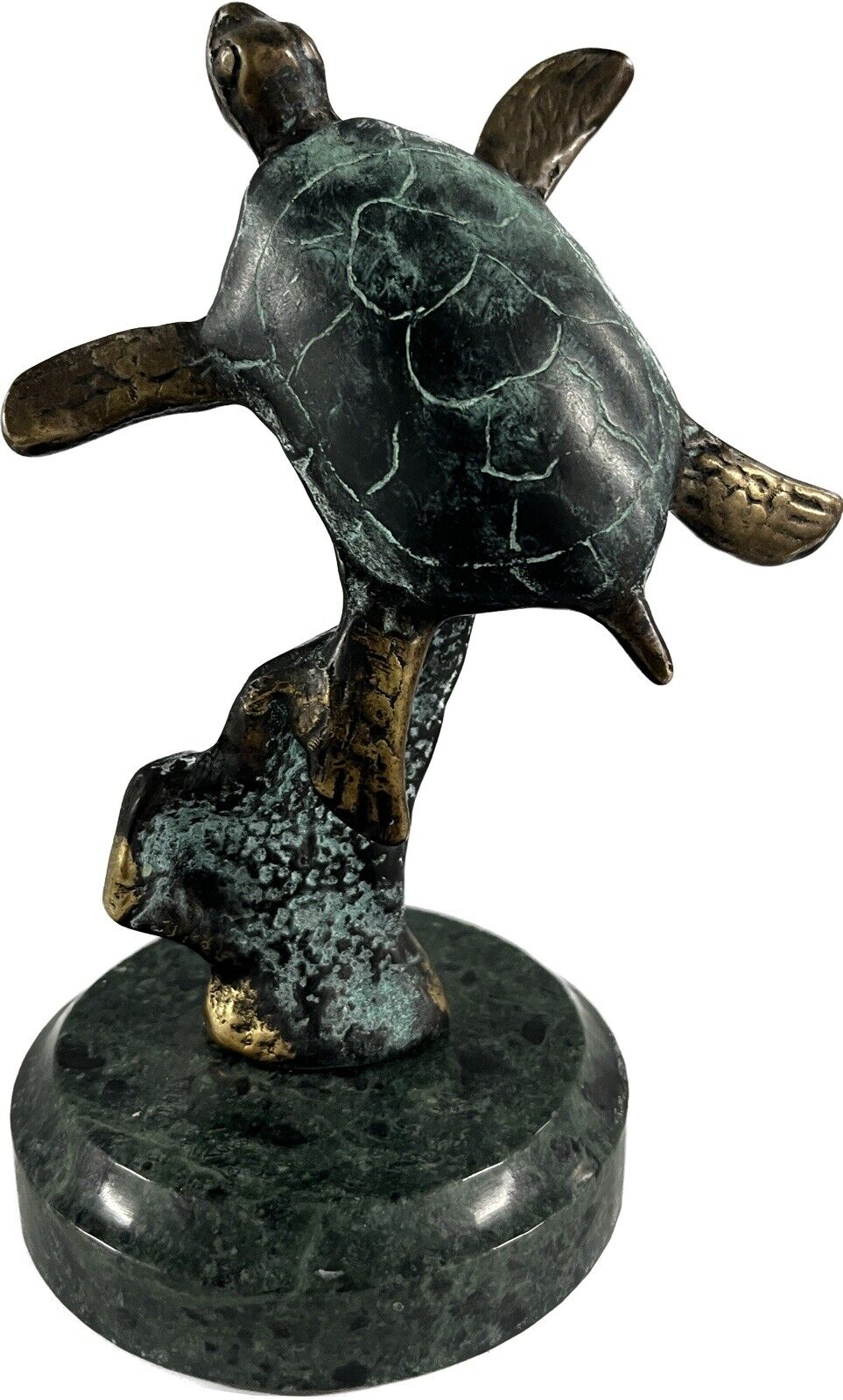 San Pacific Intl. Patina Bronze Sea Turtle Sculpture