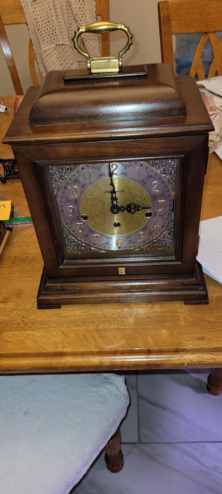 Vtg Howard Miller Westminster Chime 340-020 Mantel Bracket Carriage Clock