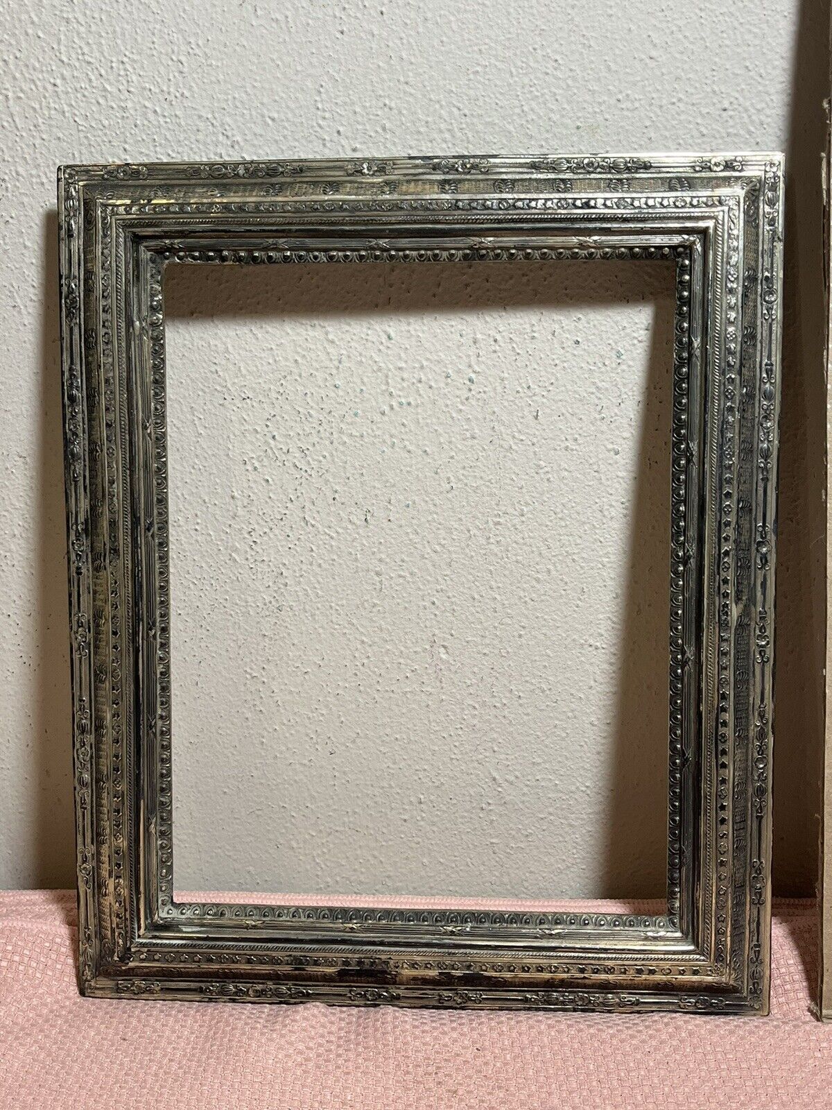 Vintage 12” x 10” MCM Ornate Silverplate Picture Frame