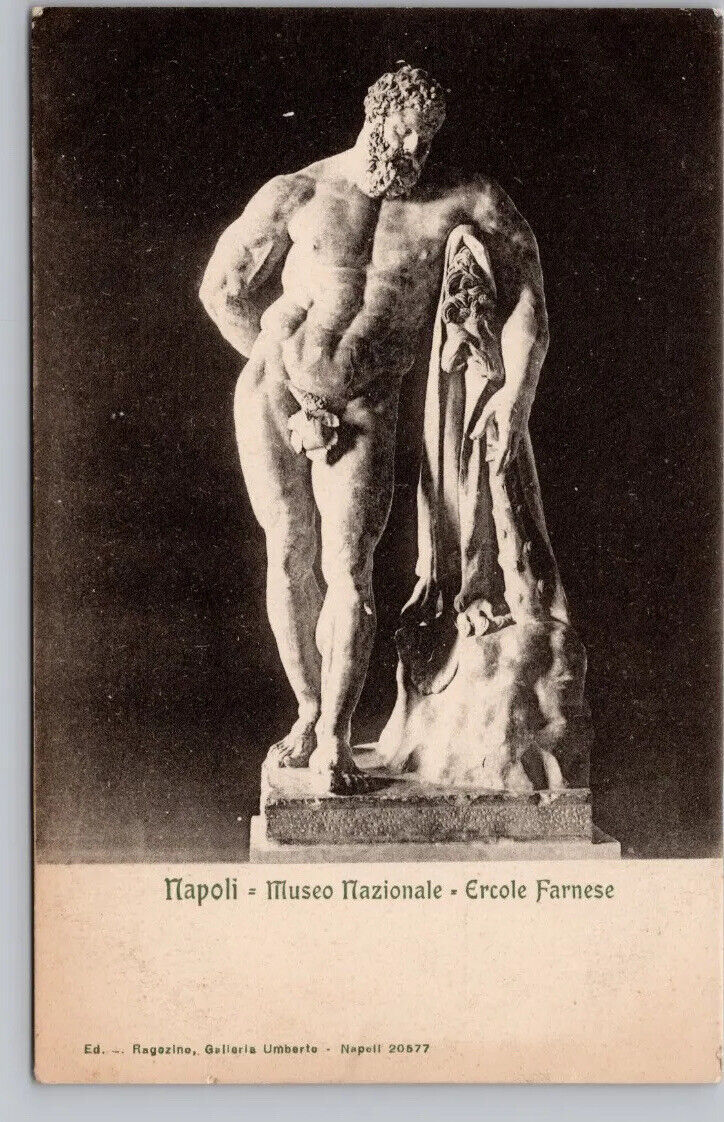 Postcard Napoli National Museum Ercole Farnese Sculpture UNP