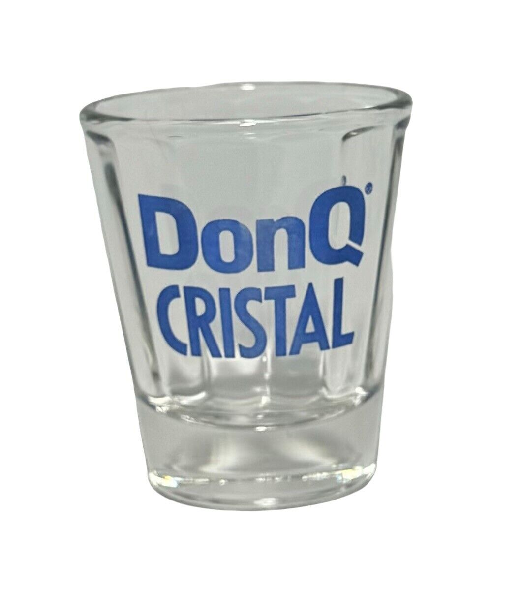 Vintage Puerto Rico Ron Don Q Cristal Blue Letters Rum Glass Shot 12 Panels USA