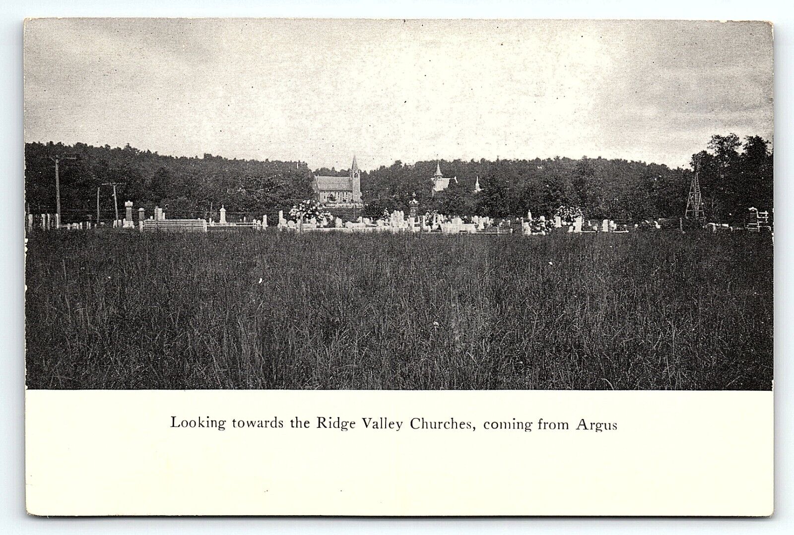 c1910 ARGUS PA LOOKING TOWARDS THE RIDGE VALLEY CHURCHES EARLY POSTCARD P4137
