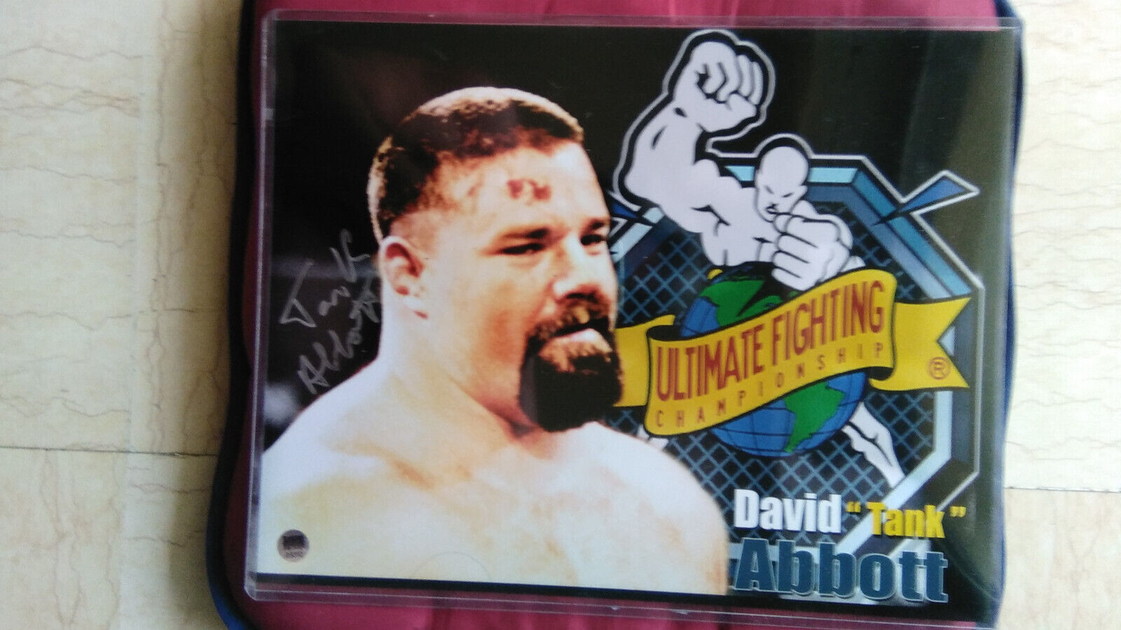 BEAUTIFUL BIG PHOTO 35X28 UFC SIGNED TANK ABBOTT WITH CERTIFICATE OF AUTHENTICITY